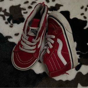 Toddler red and white high top vans